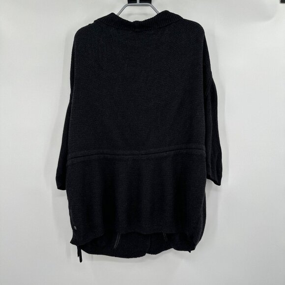 Lululemon Breeze Easy Wrap Sweater Heathered Black M/L Boolux Oversized Button - Picture 5 of 6